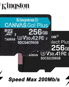 kingston – carte mémoire jusqu'à 200 mo/s, micro sd tf 64 go 256 go 128 go 512 go 1 to, vitesse de lecture classe 10 u1 v30 a1, flash pour électronique