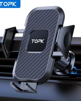 support de téléphone de voiture, support de téléphone universel à verrouillage automatique de mise à niveau topk avec clip à crochet pour grille d'aération de voiture pour iphone samsun