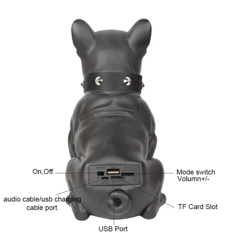 grand bulldog – haut parleur bluetooth sans fil, portable, fm, basses lourdes, qualité sonore 3d, radio surround, carte multifonction, caisson de basses
