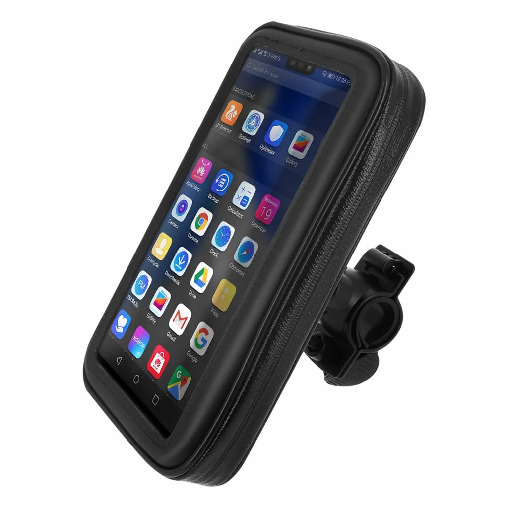 Accueil support vélo et moto smartphone fixation guidon housse étanche zippée noir1